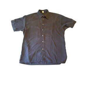 Vintage Montez Mens Black Button-Up Shirt With Scorpion Embroidery Size L